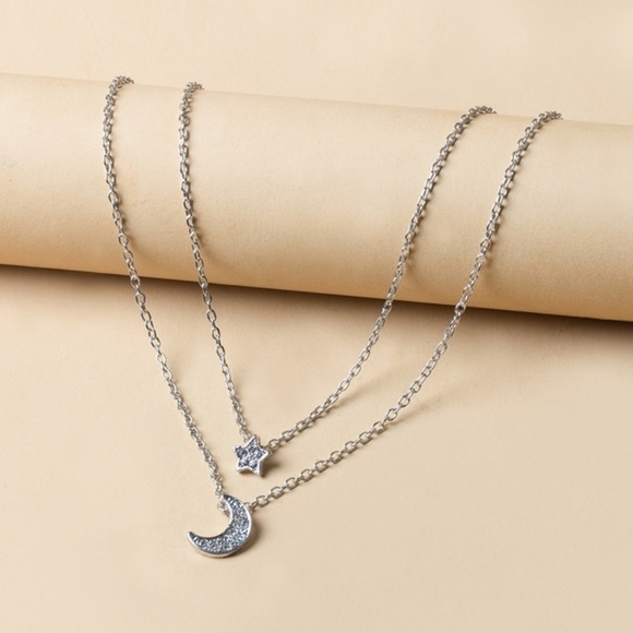 Silver Celestial Layered Necklace - Picture 1 of 4